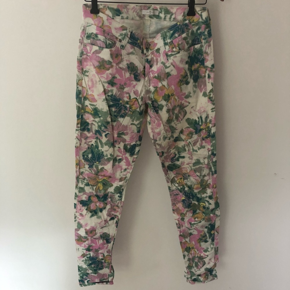 7 for all Mankind Floral Skinny Jeans
